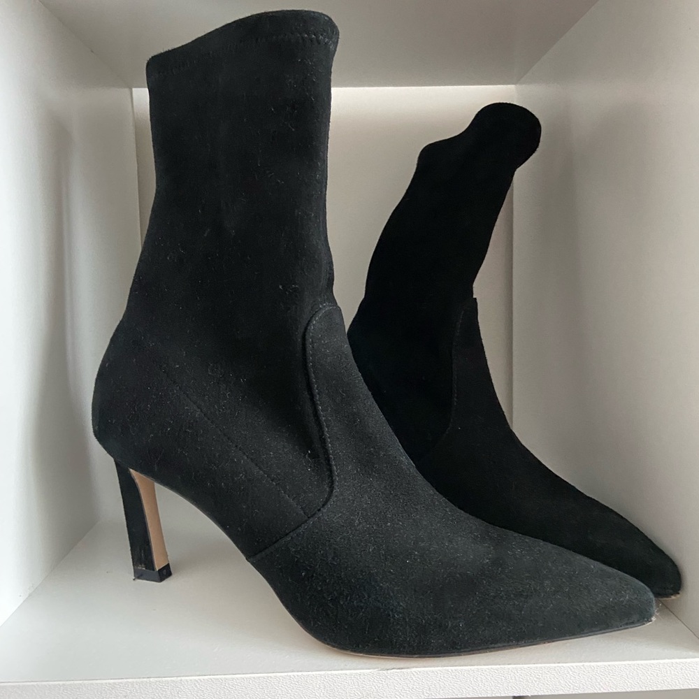 Stuart Weitzman black suede ankle boots size 6.5